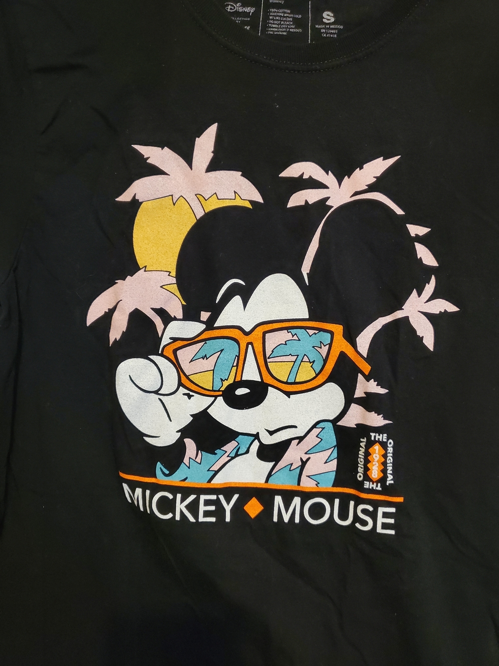 Disney Mickey Mouse Black Graphic Tee with Pink & Yellow Accents - Picture 2 of 4